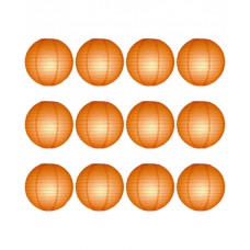 12" Paper Lanterns Round 'Orange' - Regular Wire  Ribbed Value Pack (12 pieces)